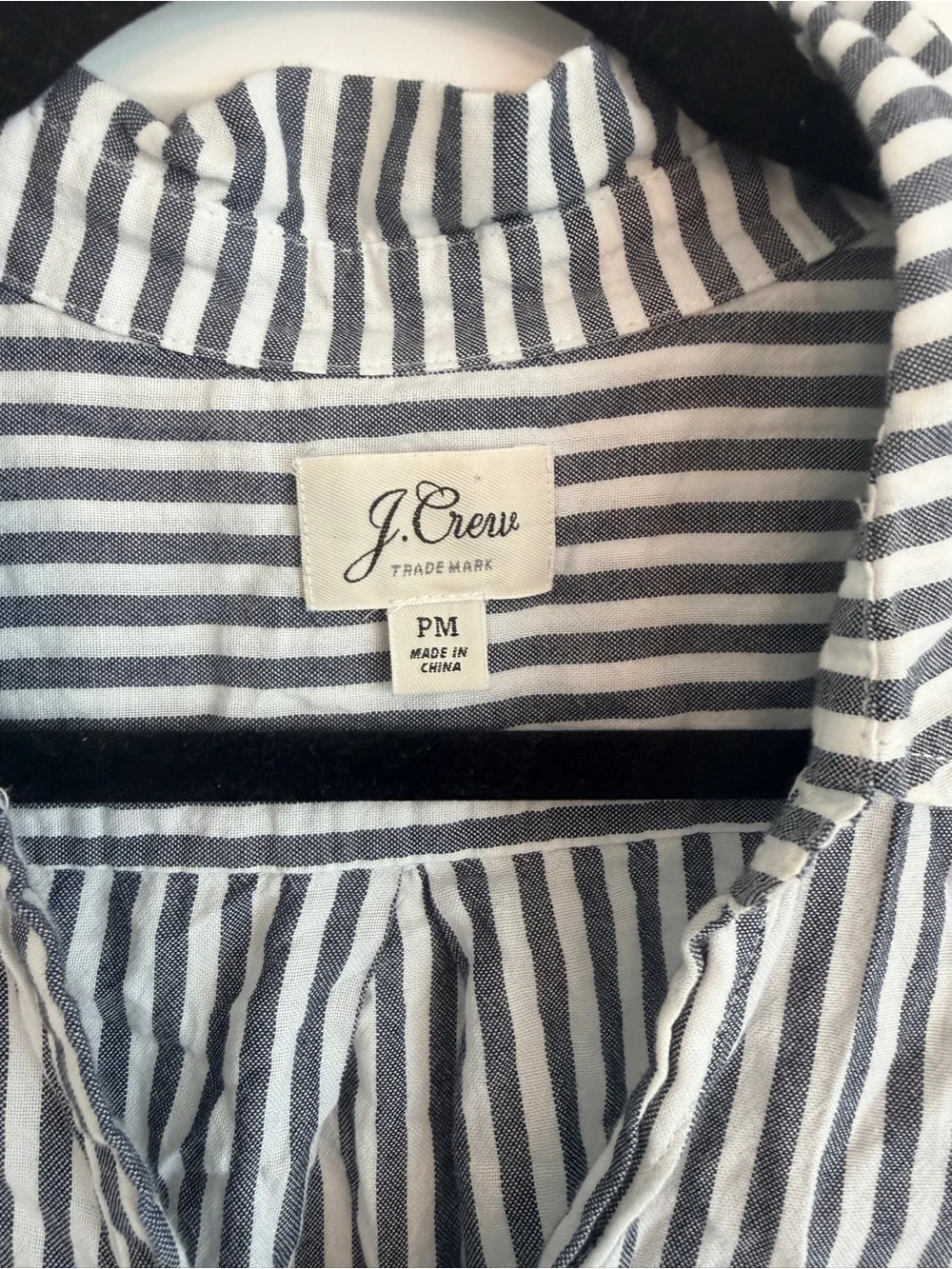 J. Crew Men’s Navy and White Vertical Stripe Button-Down Shirt